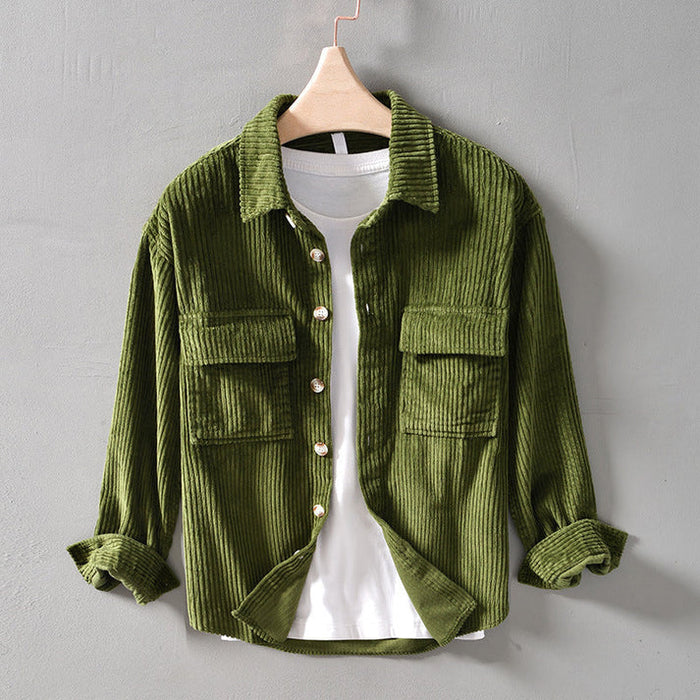 Men's Corduroy Shirt Jacket with Chest Pockets