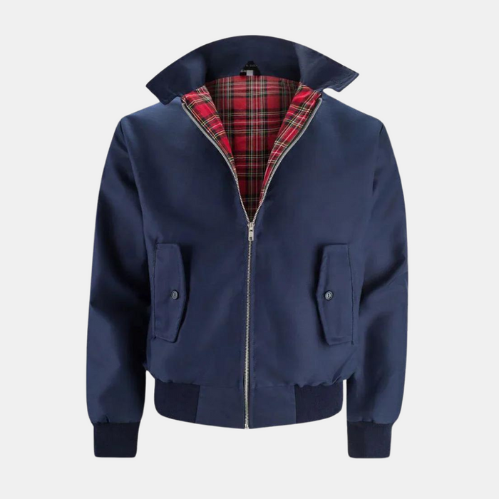Men's Harrington Jacket with Tartan Lining Zip Front