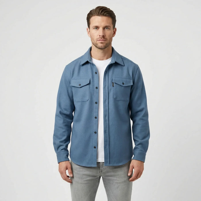Men's Button-Front Overshirt with Chest Pockets