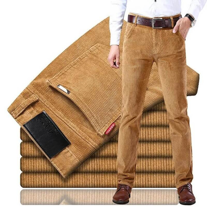 Men's Corduroy Straight-Leg Pants with Classic Fit