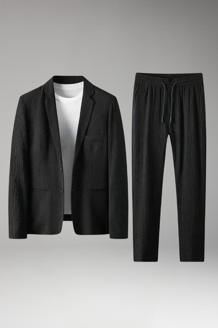 Men's 2-Piece Set with Notched Collar for All-Season Wear