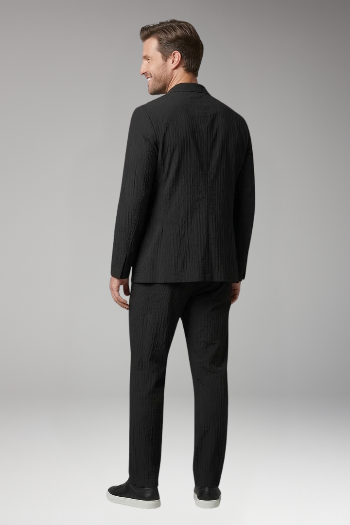Men's 2-Piece Set with Notched Collar for All-Season Wear