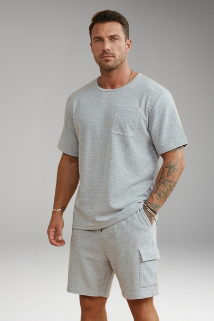 Men's 2-Piece Set with Round Neck for Summer