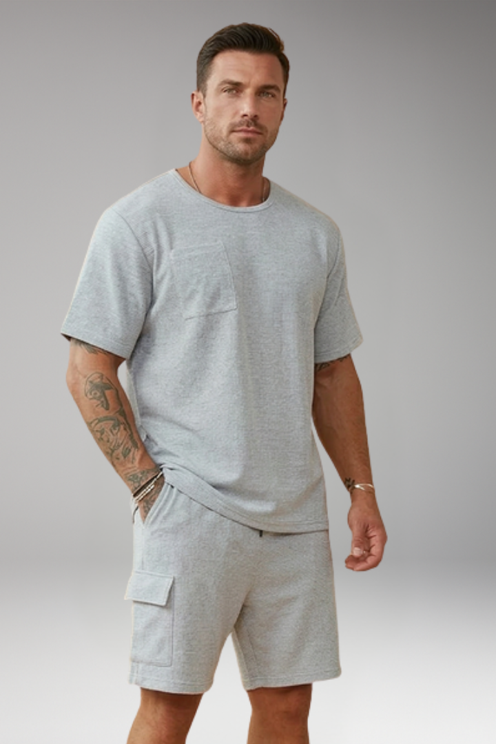 Men's 2-Piece Set with Round Neck for Summer