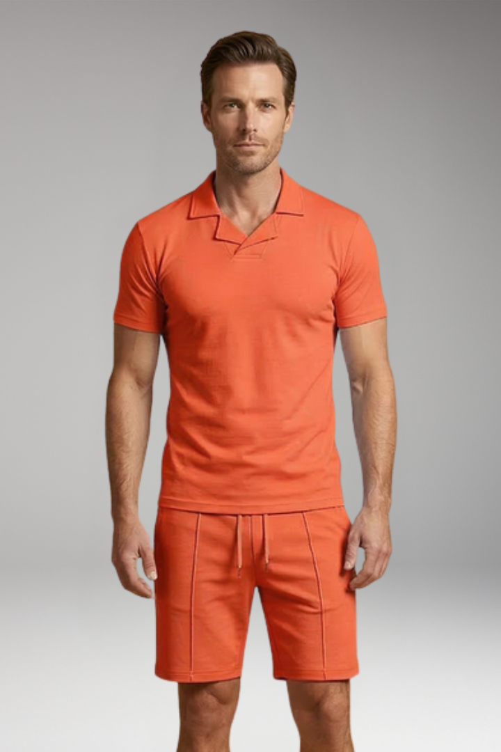 Men's 2-Piece Set with Stand Collar for Summer