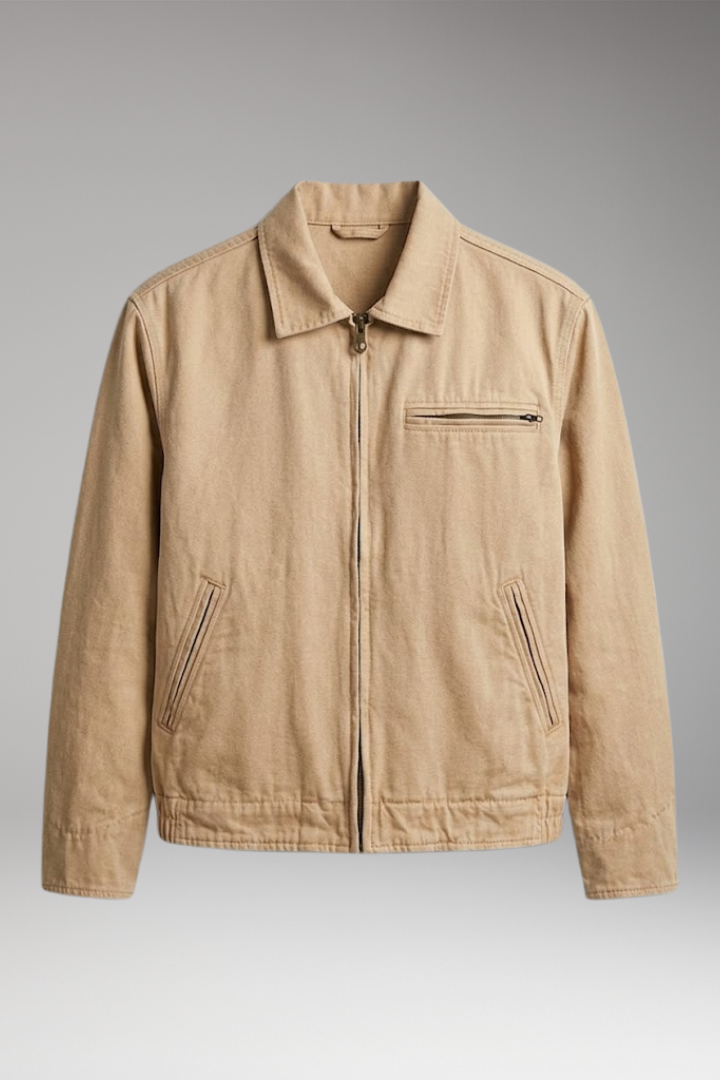 Men's Bomber Jacket with Classic Collar and Utility Pockets