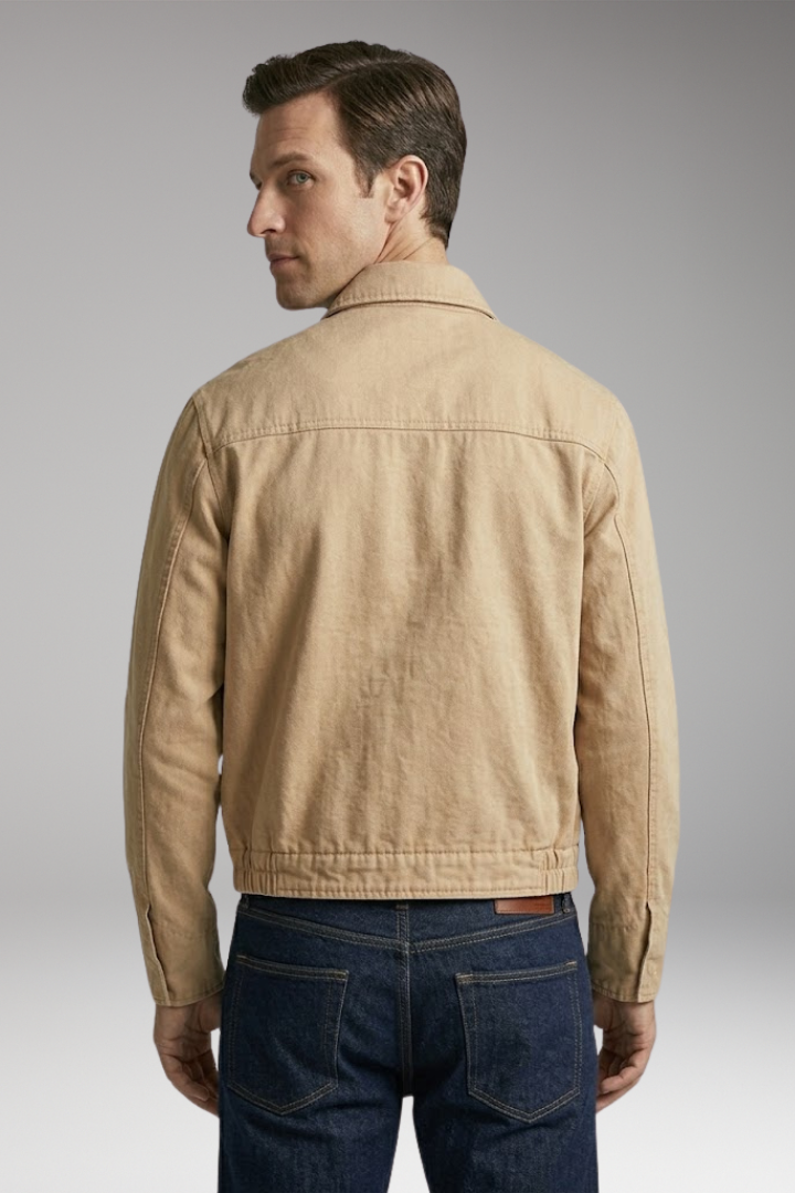 Men's Bomber Jacket with Classic Collar and Utility Pockets