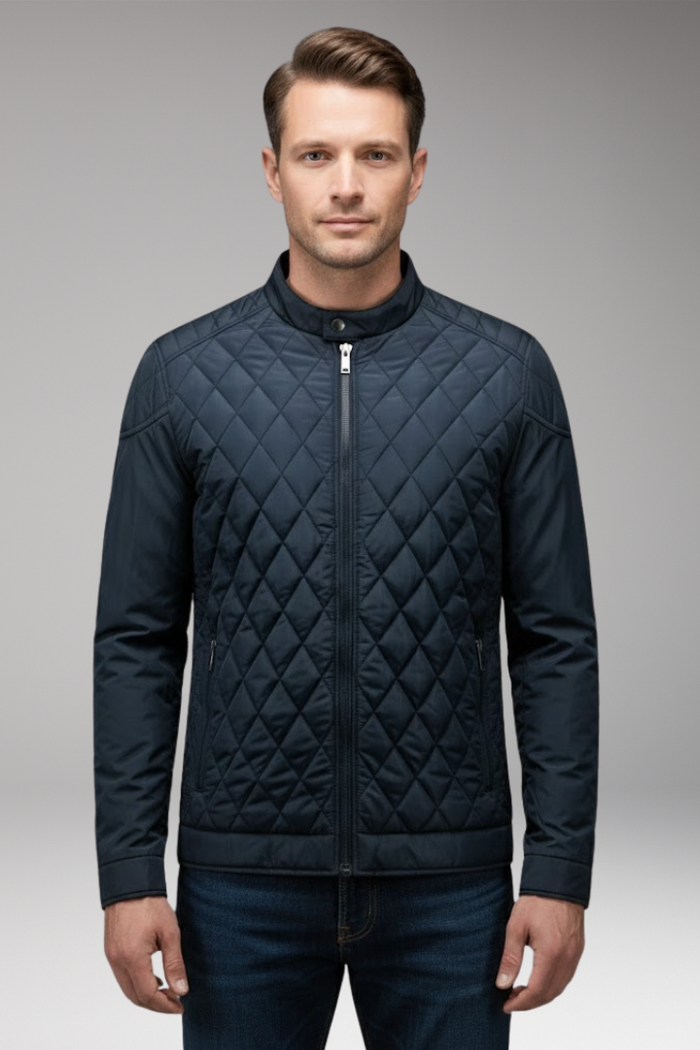 Men's Bomber Jacket with Diamond Pattern