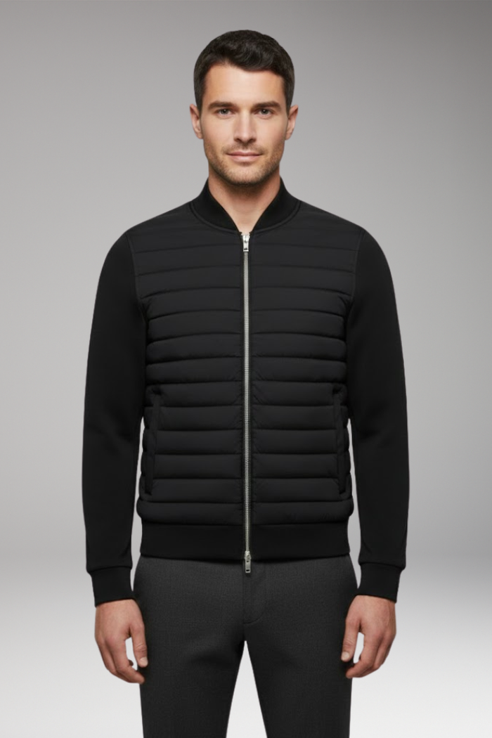 Men's Bomber Jacket with Padding and Elastic Cuffs