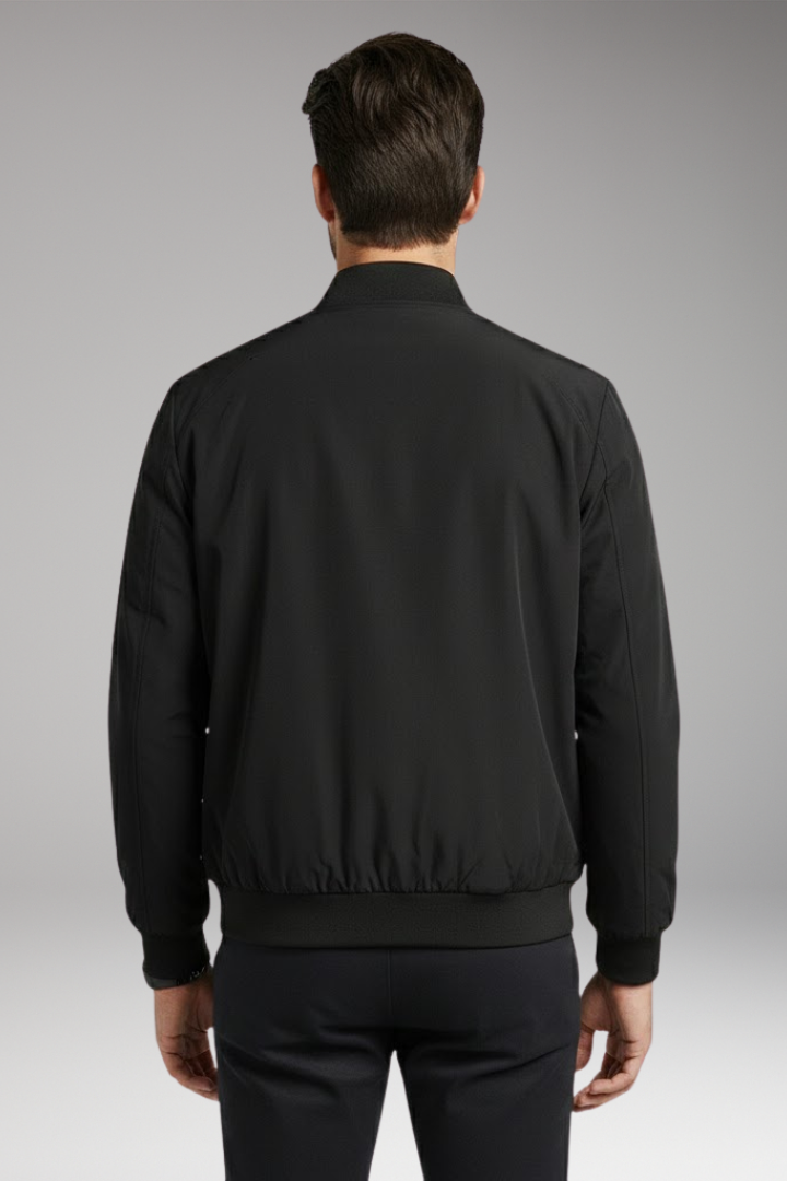 Men's Bomber Jacket with Stand-Up Collar and Zipper