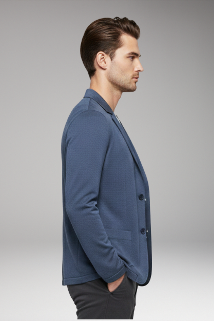 Men's Cardigan Blazer with Notched Collar and Button Closure