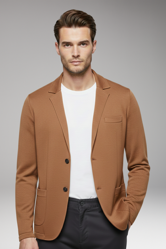 Men's Cardigan Blazer with Notched Collar and Button Closure