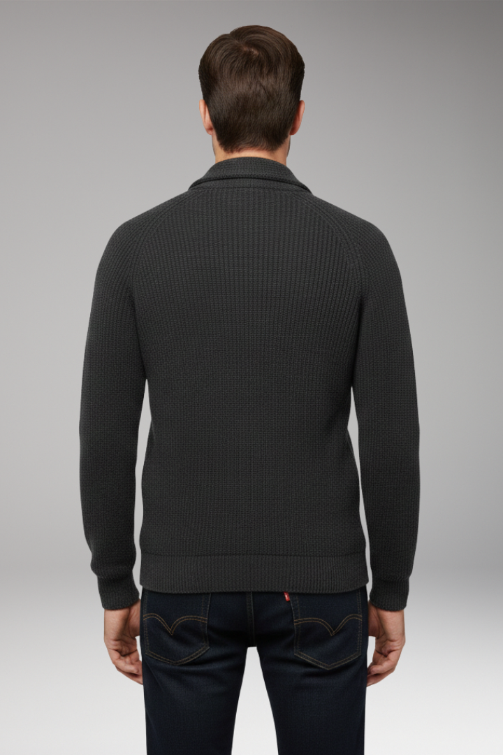 Men's Cardigan with Shawl Collar and Patch Pockets