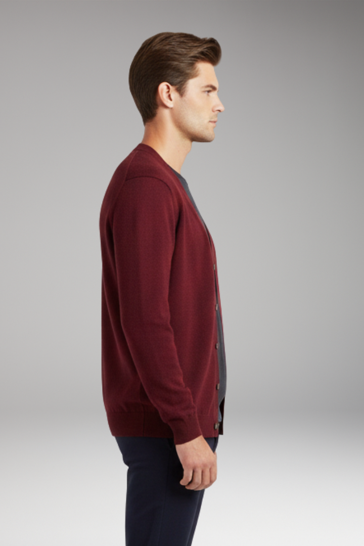 Men's Cardigan with V-Neck and Button Closure