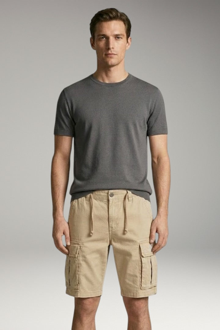 Men's Cargo Shorts with Belt and Multiple Pockets