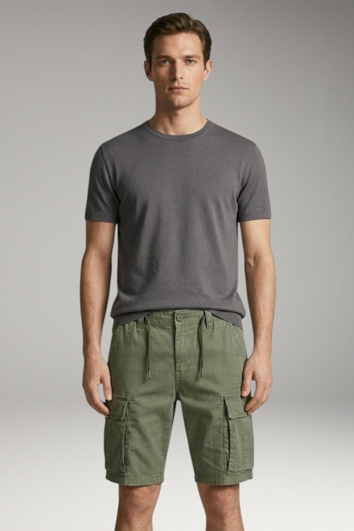Men's Cargo Shorts with Belt and Multiple Pockets