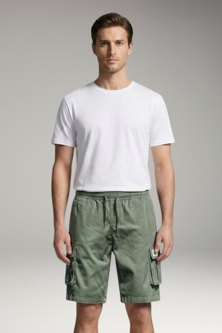 Men's Cargo Shorts with Drawstring Waistband and Flap Pockets
