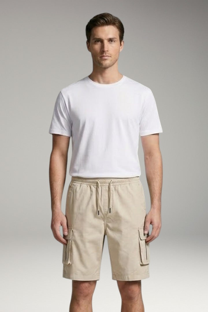 Men's Cargo Shorts with Drawstring Waistband and Flap Pockets
