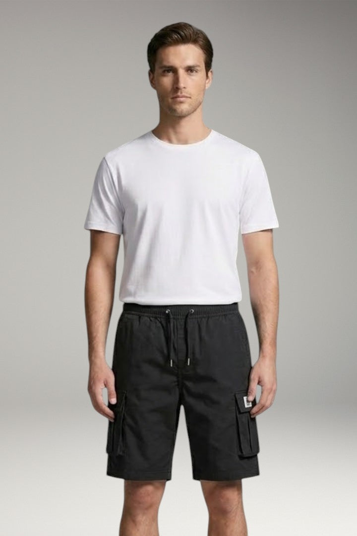 Men's Cargo Shorts with Drawstring Waistband and Flap Pockets