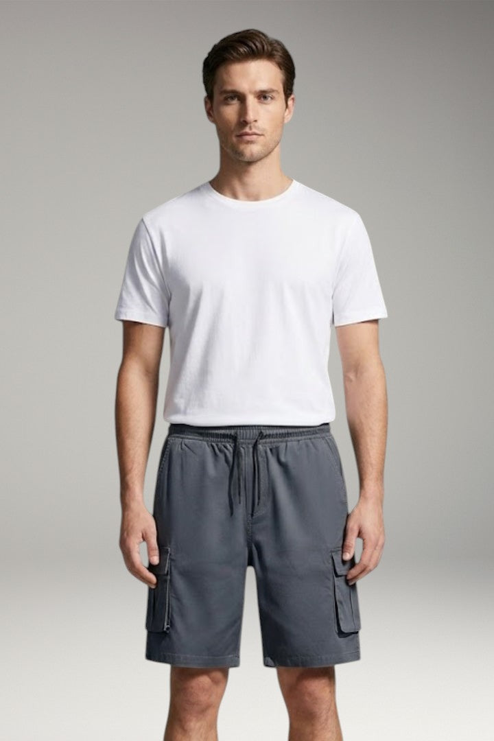 Men's Cargo Shorts with Drawstring Waistband and Flap Pockets