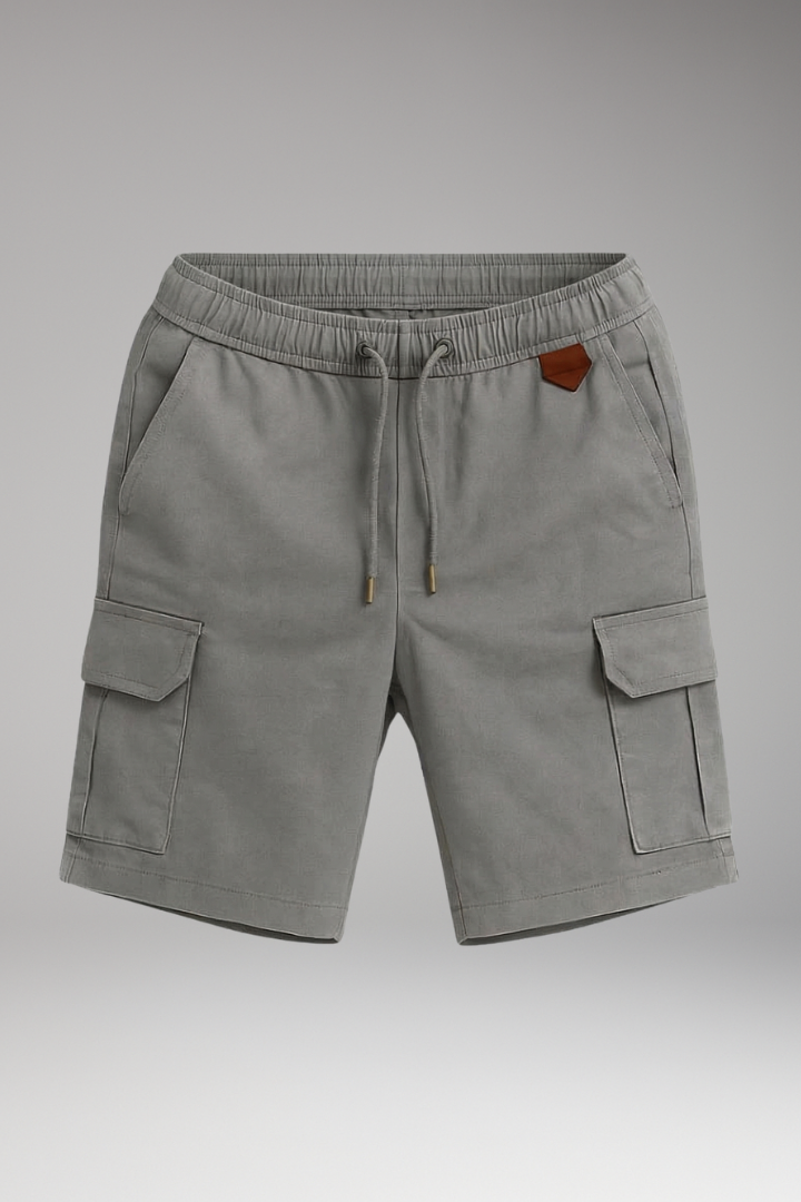 Men's Cargo Shorts with Elastic Waistband and Cargo Pocket