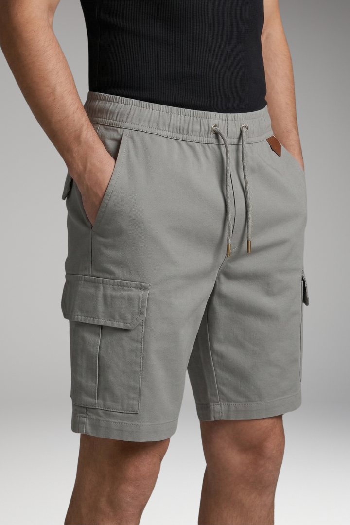 Men's Cargo Shorts with Elastic Waistband and Cargo Pocket