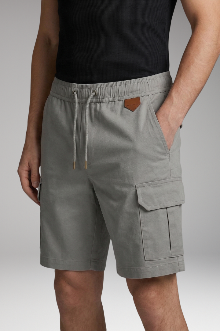 Men's Cargo Shorts with Elastic Waistband and Cargo Pocket