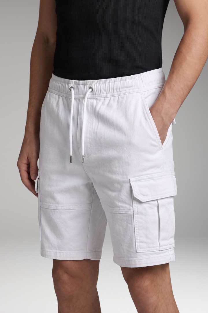 Men's Cargo Shorts with Elastic Waistband and Cargo Pocket