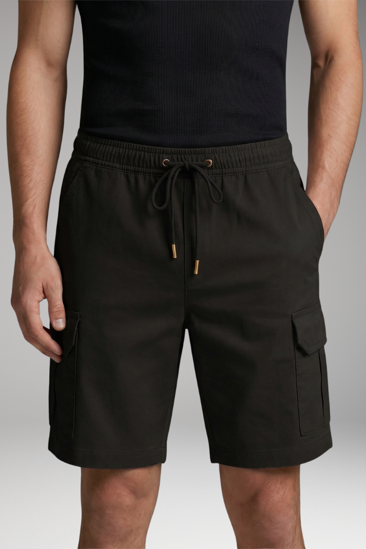 Men's Cargo Shorts with Elastic Waistband and Cargo Pocket