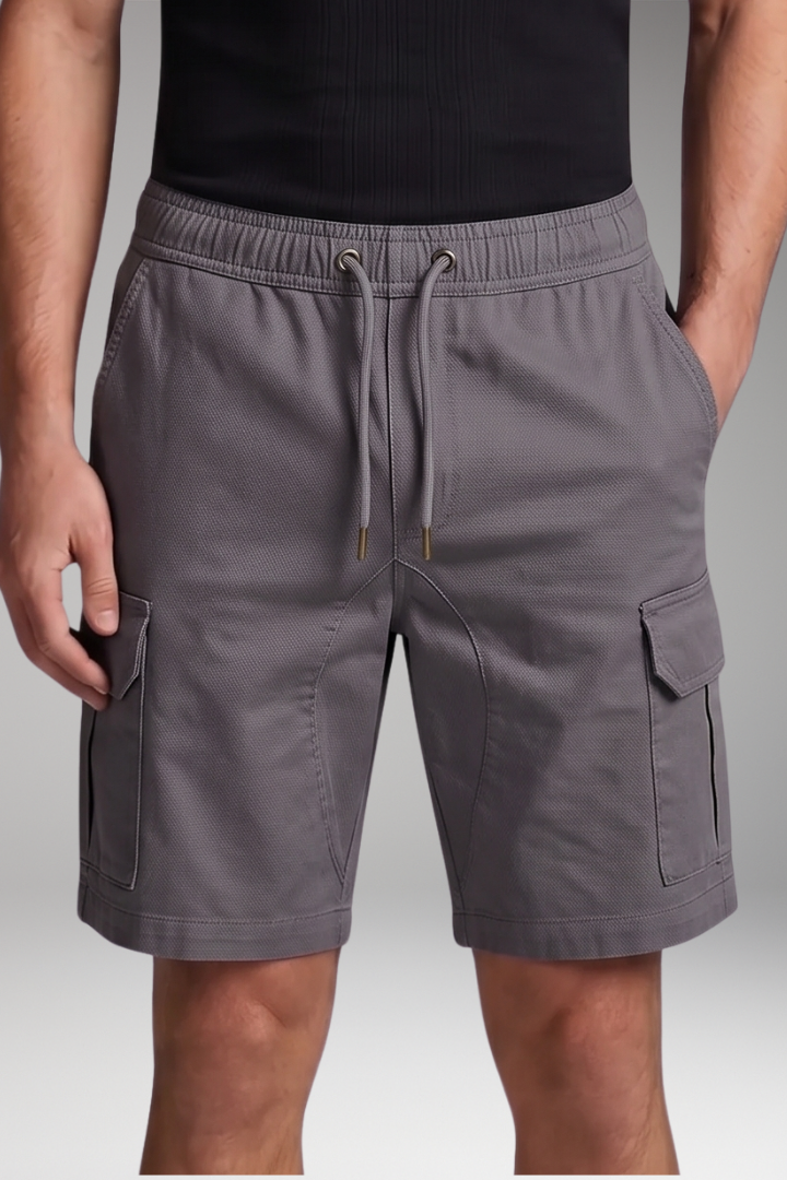 Men's Cargo Shorts with Elastic Waistband and Cargo Pocket