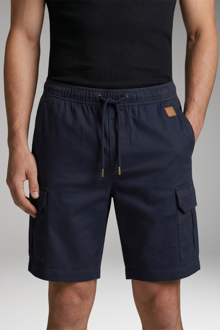 Men's Cargo Shorts with Elastic Waistband and Cargo Pocket