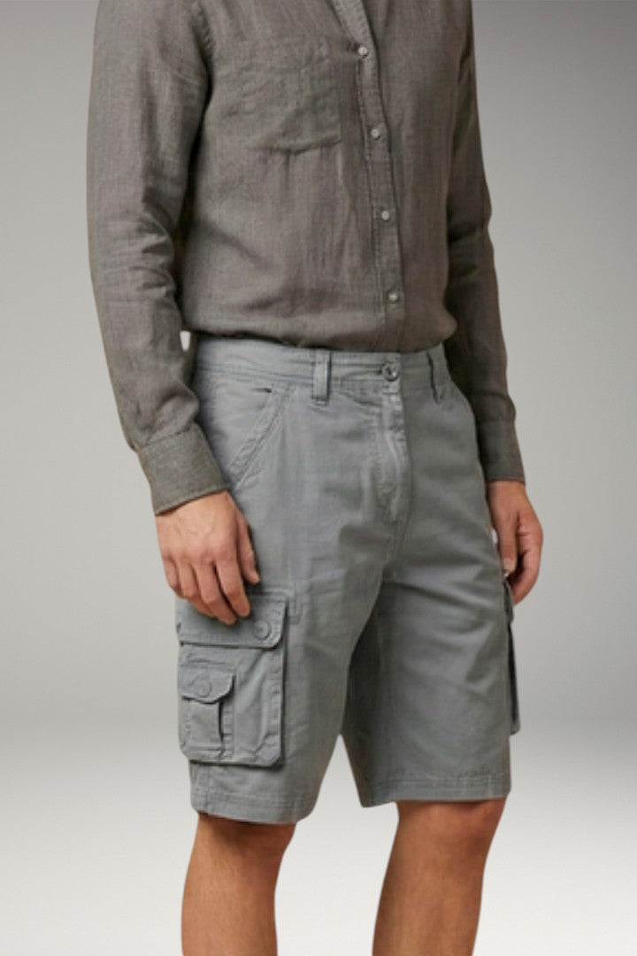 Men's Cargo Shorts with Elastic Waistband and Multiple Pockets
