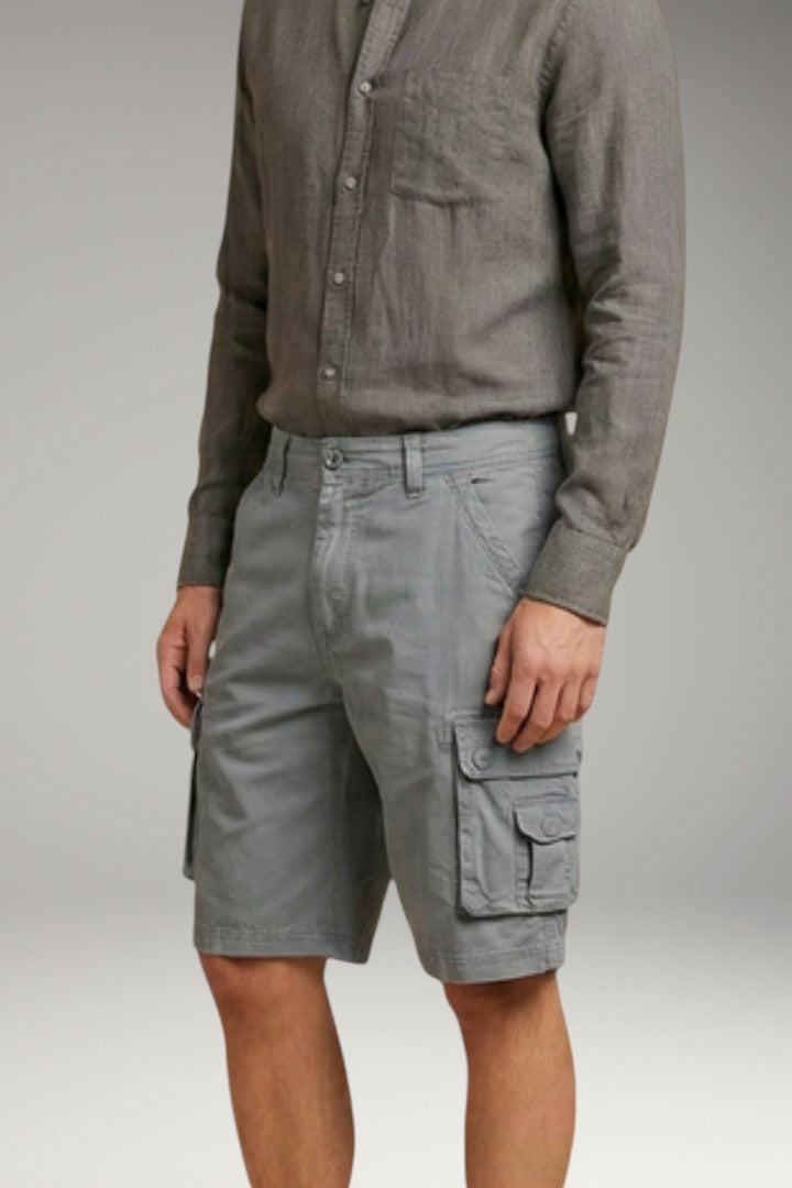 Men's Cargo Shorts with Elastic Waistband and Multiple Pockets