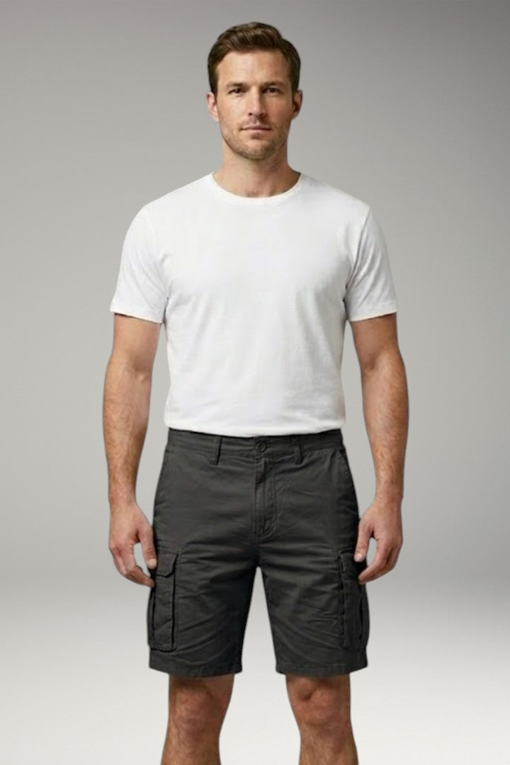 Men's Cargo Shorts with Multiple Pockets and Button Fastening