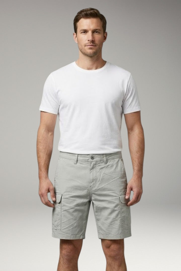 Men's Cargo Shorts with Multiple Pockets and Button Fastening