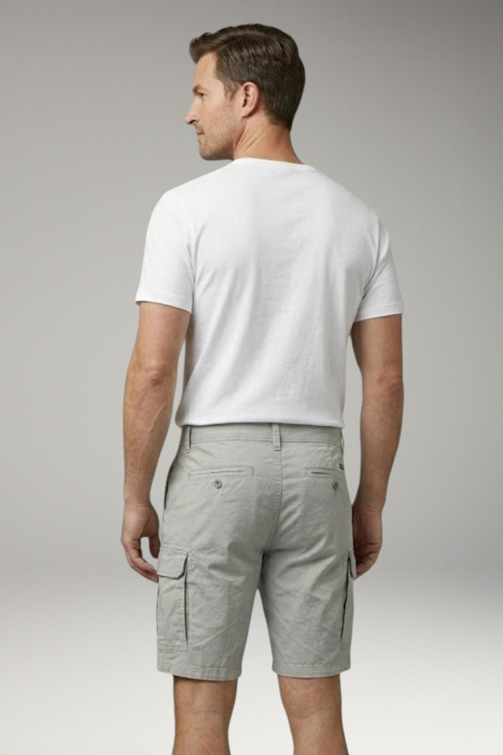 Men's Cargo Shorts with Multiple Pockets and Button Fastening