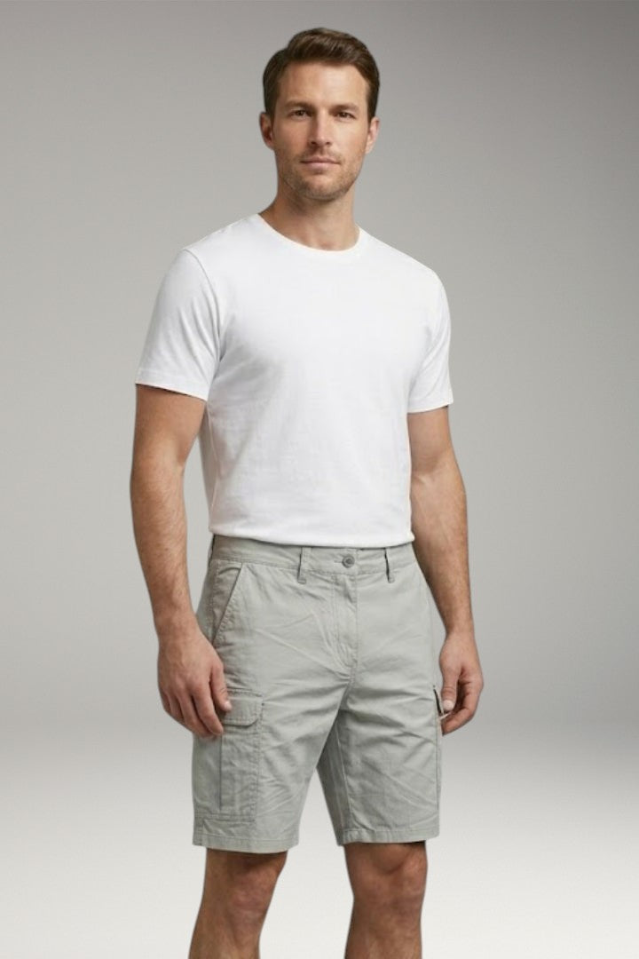 Men's Cargo Shorts with Multiple Pockets and Button Fastening