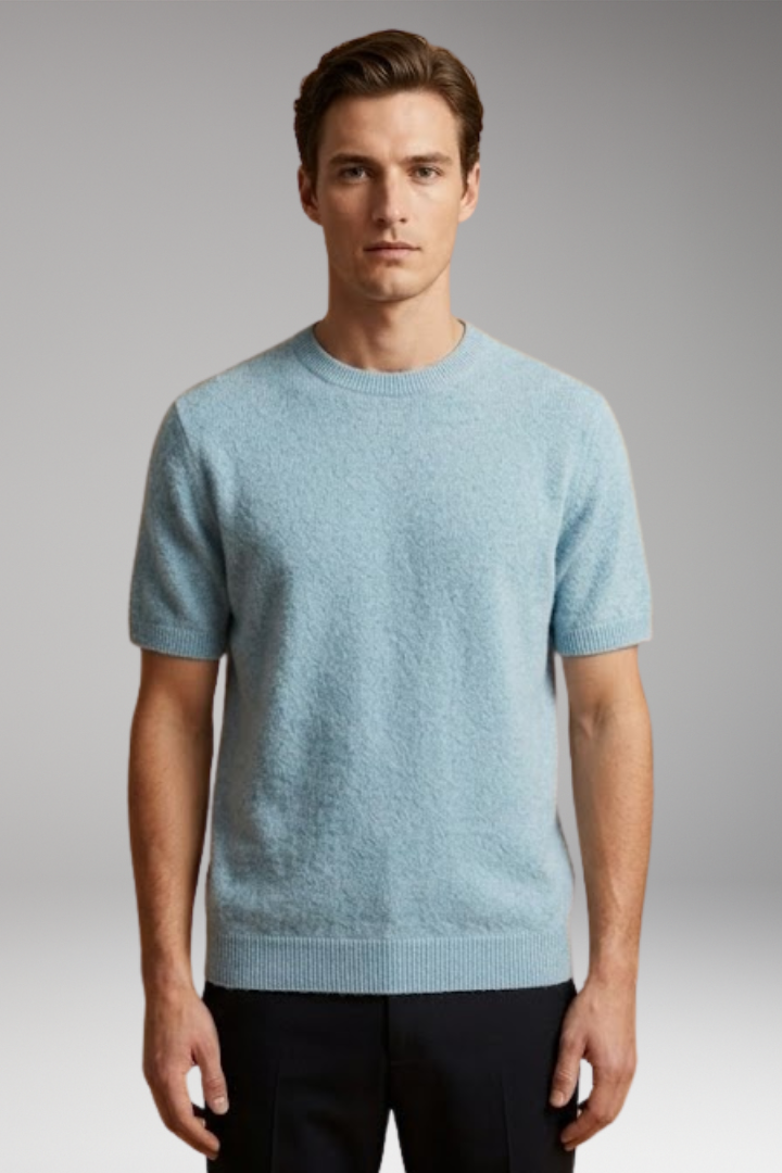 Men's Cashmere Tee with Soft Knit and Tailored Fit