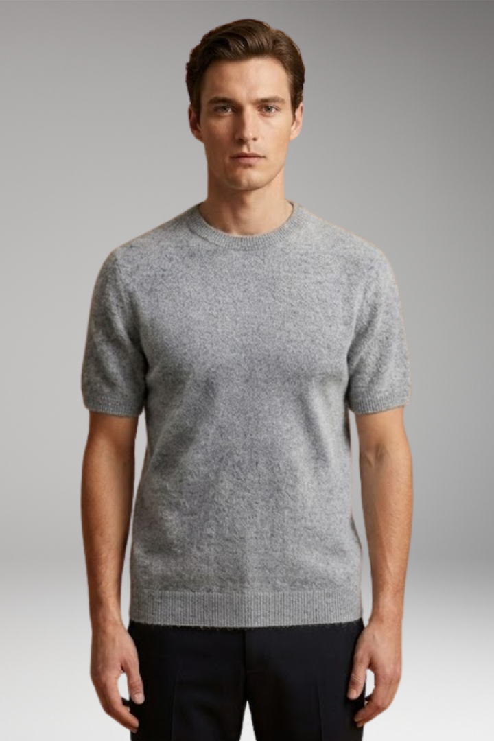 Men's Cashmere Tee with Soft Knit and Tailored Fit