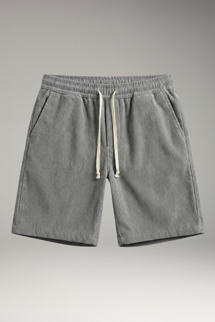 Men's Casual Shorts with Drawstring Waistband and Striped Texture