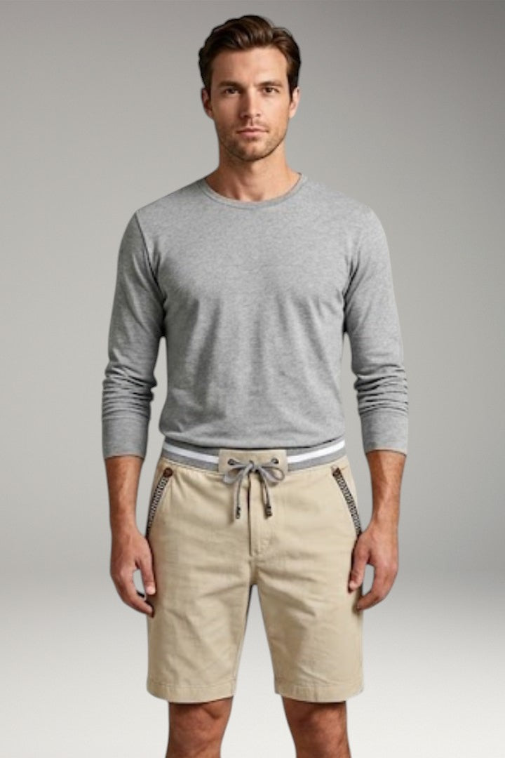 Men's Casual Shorts with Elastic Waistband and Side Pockets