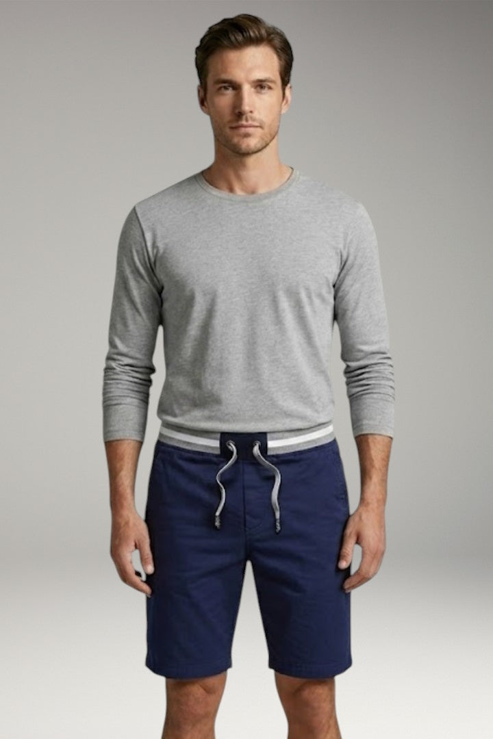 Men's Casual Shorts with Elastic Waistband and Side Pockets