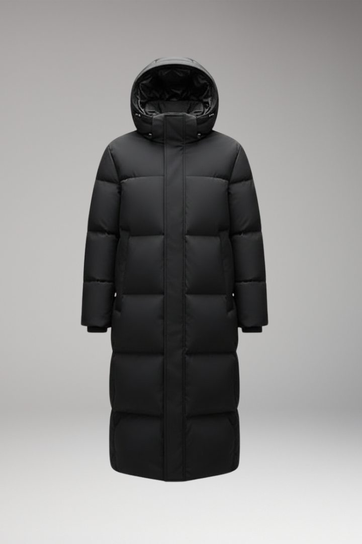 Men's Coat with Integrated Hood and Zip Closure