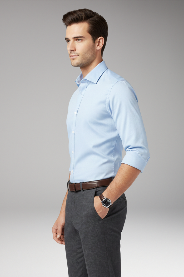 Men's Dress Shirt with Classic Collar and Button Front