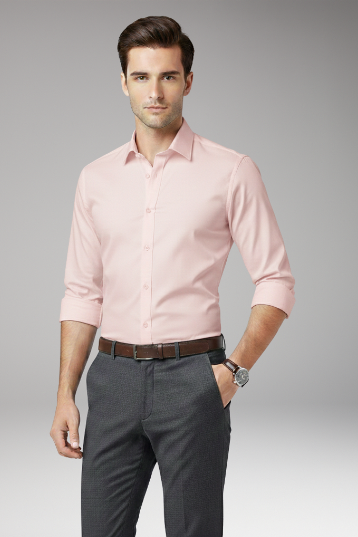 Men's Dress Shirt with Classic Collar and Button Front