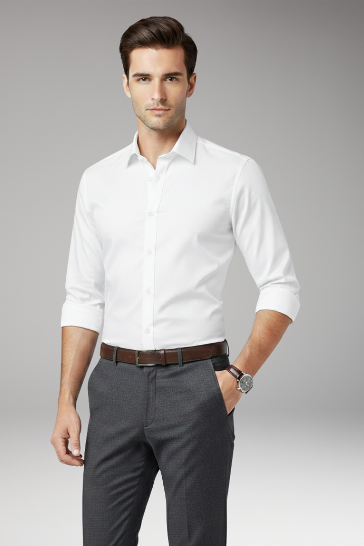 Men's Dress Shirt with Classic Collar and Button Front