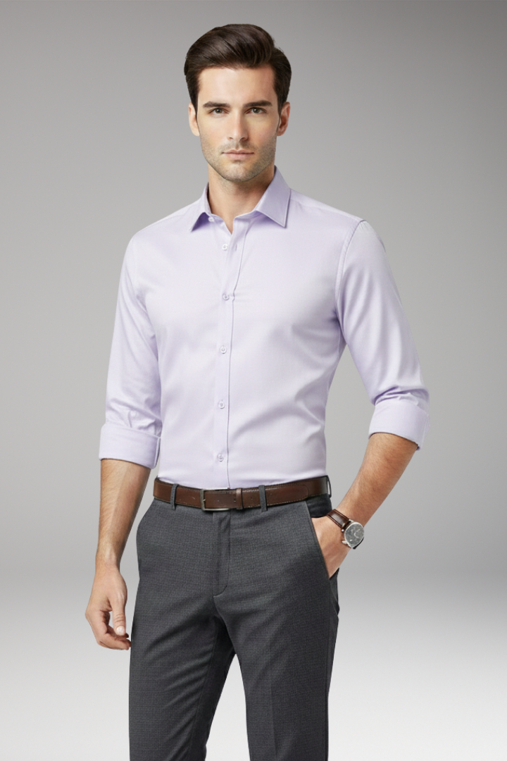 Men's Dress Shirt with Classic Collar and Button Front
