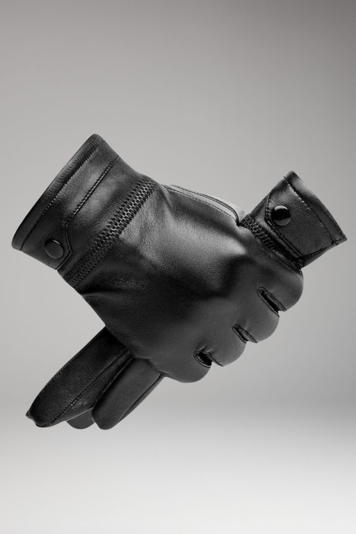 Men's Gloves with Adjustable Strap and Ribbed Cuff