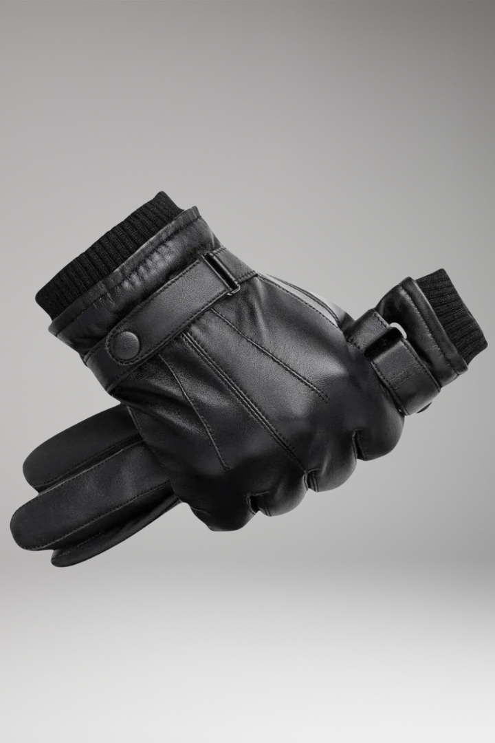 Men's Gloves with Adjustable Strap and Ribbed Cuff