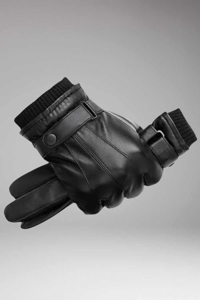 Men's Gloves with Adjustable Strap and Ribbed Cuff
